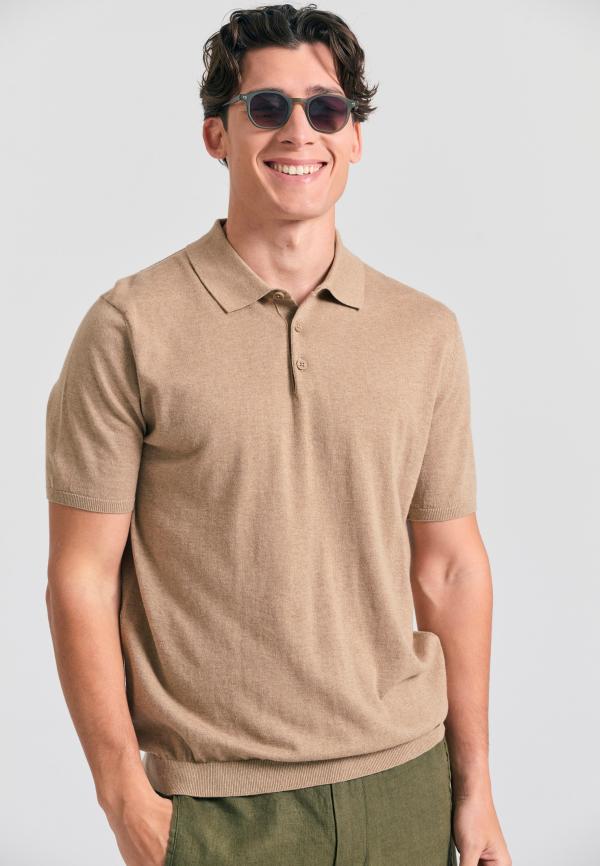 Πλεκτή polo μπλούζα σε μελανζέ πλέξη