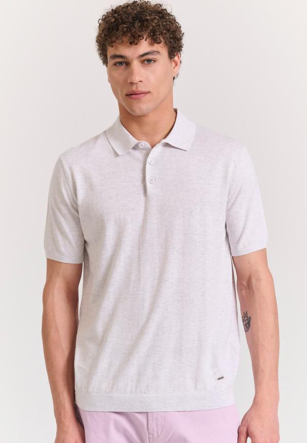 Πλεκτή polo μπλούζα σε μελανζέ πλέξη