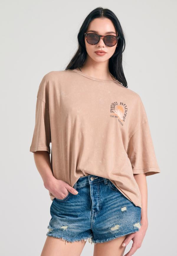 Oversized garment dyed t-shirt με τύπωμα στην πλάτη
