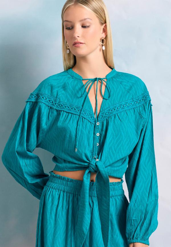 Γυναικείο loose fit πουκάμισο σε ζακάρ ύφανση