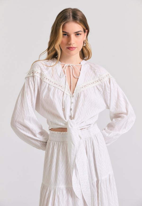 Γυναικείο loose fit πουκάμισο σε ζακάρ ύφανση