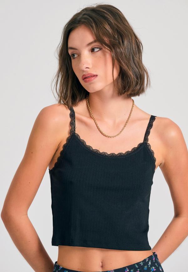 Shell top σε rib ύφανση με δανδέλα