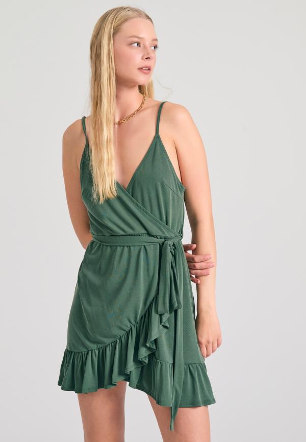 Mini κρουαζέ φόρεμα με βολάν