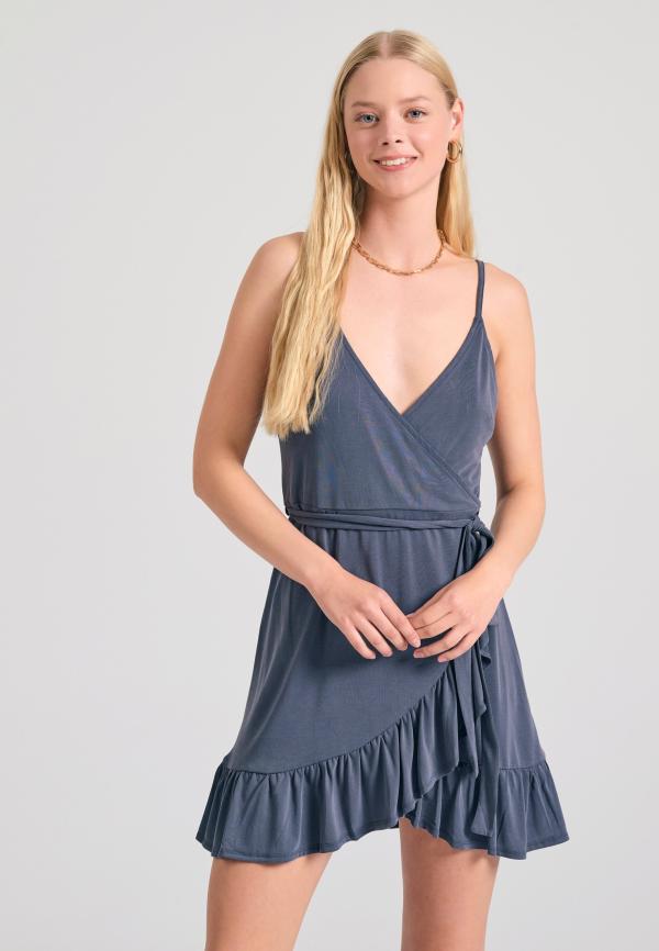 Mini κρουαζέ φόρεμα με βολάν