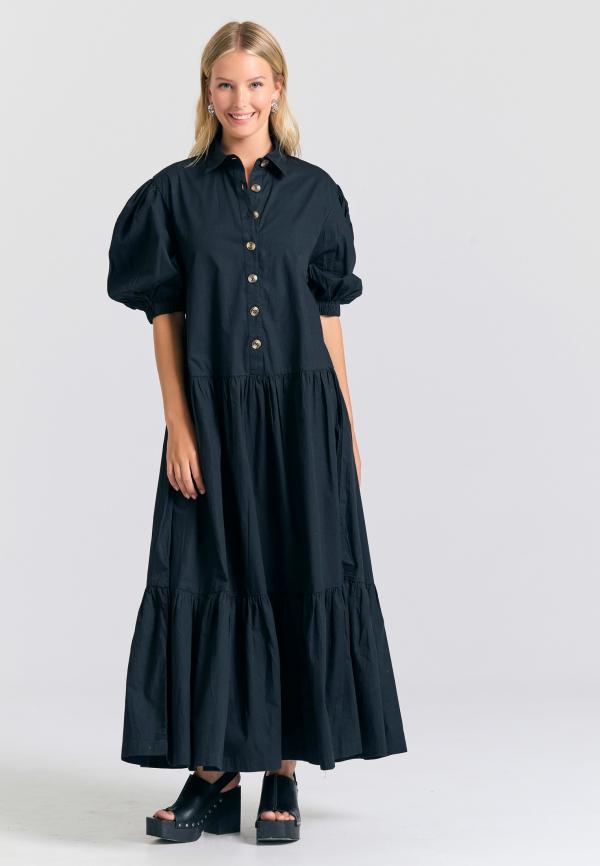 Μάξι σεμιζιέ φόρεμα με βολάν