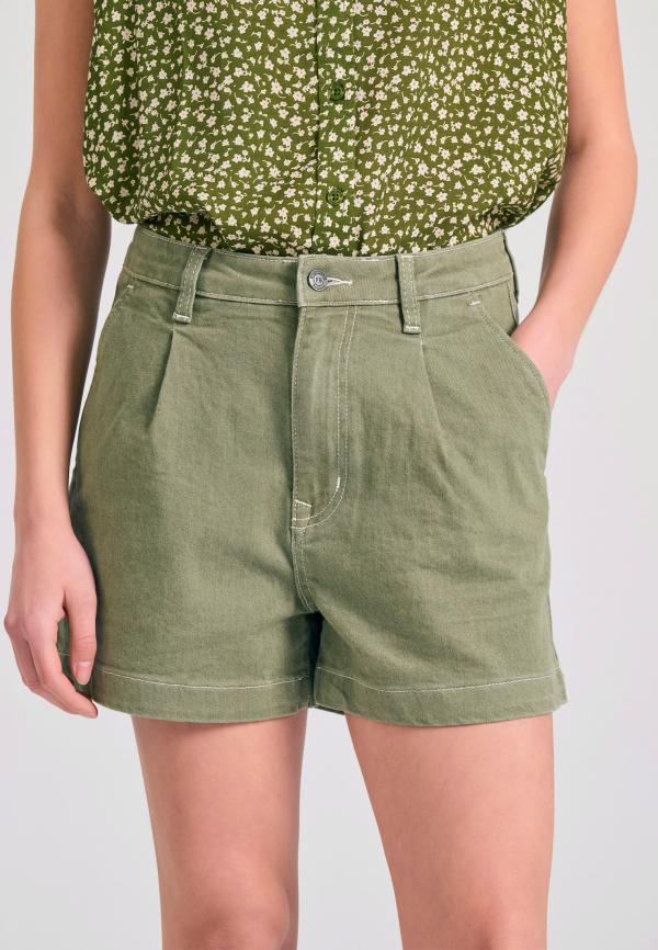 Garment dyed τζιν σορτς με πιέτες