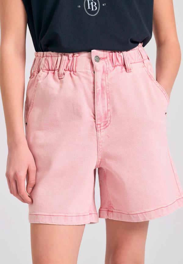 Garment dyed τζιν σορτς με βολάν στη μέση