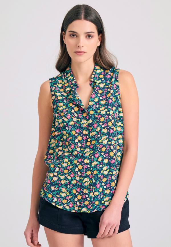 Γυναικείο φλοράλ αμάνικο πουκάμισο