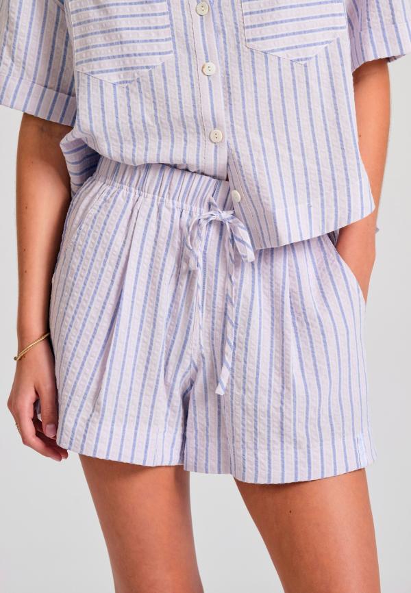 Loose fit ριγέ σορτς με ελαστική μέση