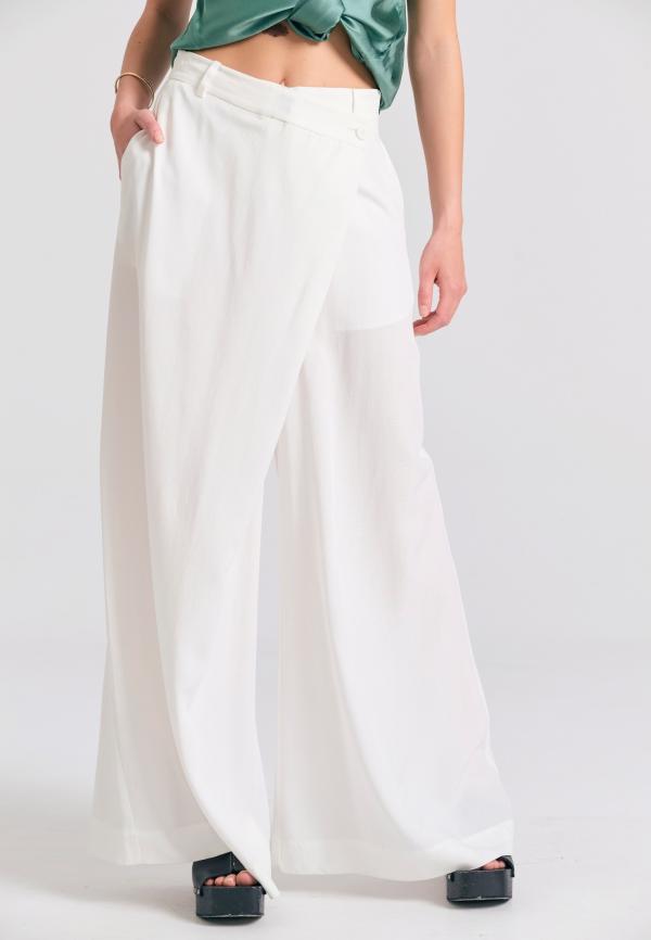 Lyocell blend παντελόνι με ασύμμετρο κούμπωμα