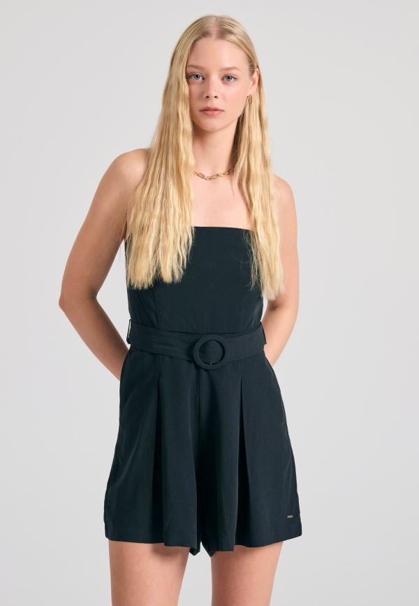 Lyocell blend ολόσωμη φόρμα σορτς με ζώνη