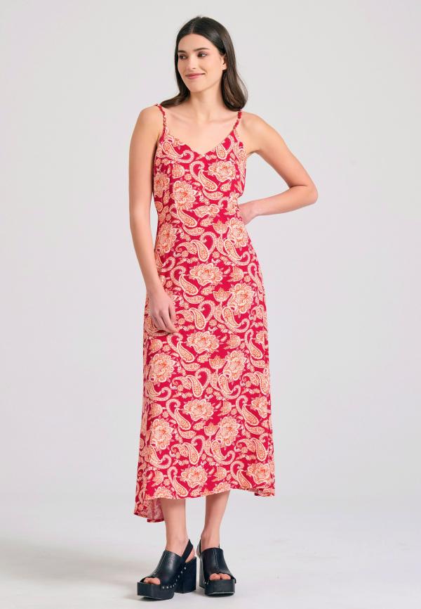 Εμπριμέ μίντι φόρεμα από βισκόζη