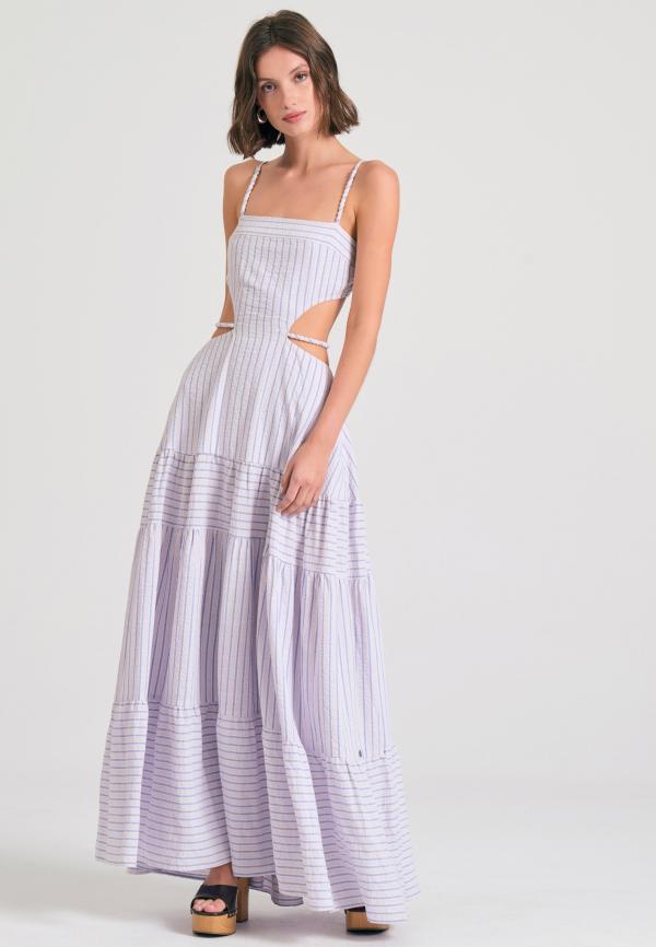 Μάξι ριγέ φόρεμα με cut out λεπτομέρειες