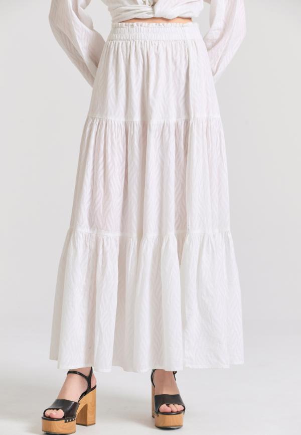 Relaxed fit φούστα με βολάν σε ζακάρ ύφανση