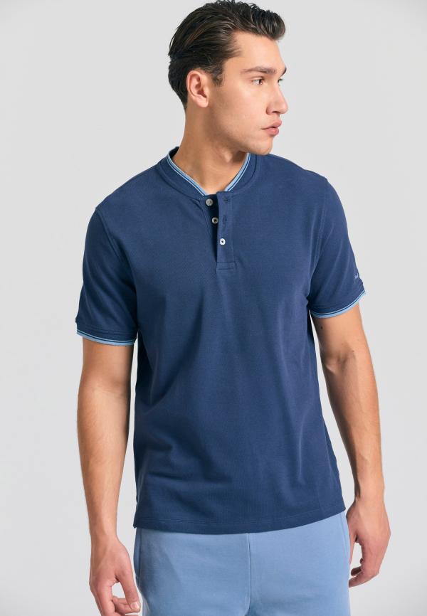 Mπλούζα polo με λαιμό mao και ρίγα