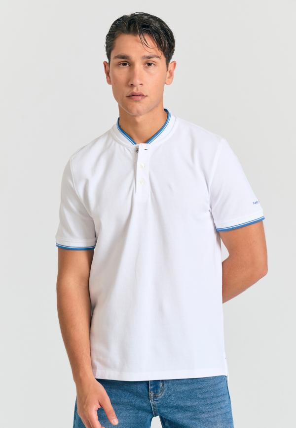 Mπλούζα polo με λαιμό mao και ρίγα