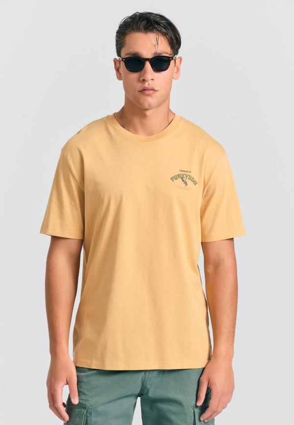 Relaxed t-shirt με tropical τύπωμα στην πλάτη