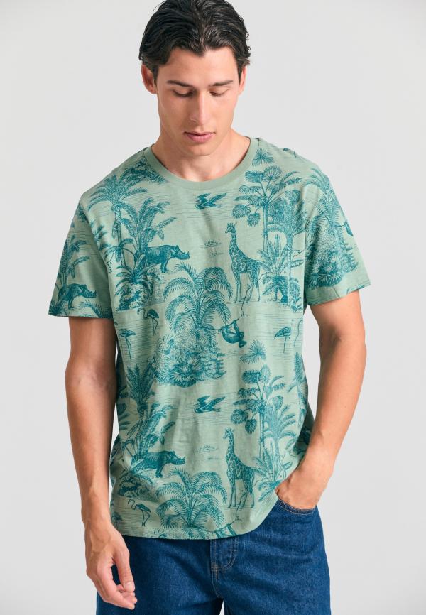 Ανδρικό t-shirt με exotic all over τύπωμα