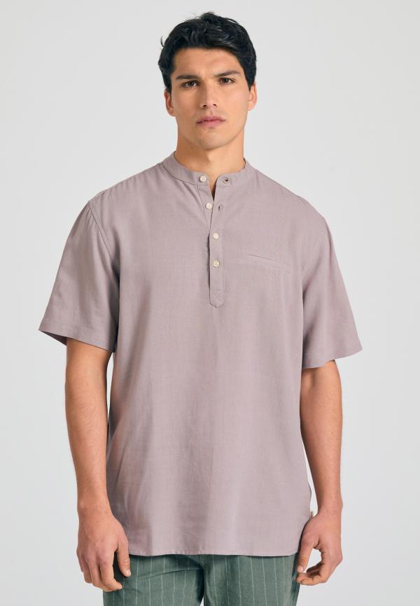 Relaxed fit linen blend πουκαμίσα