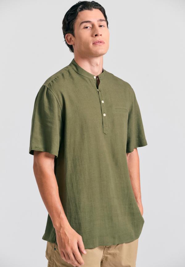 Relaxed fit linen blend πουκαμίσα