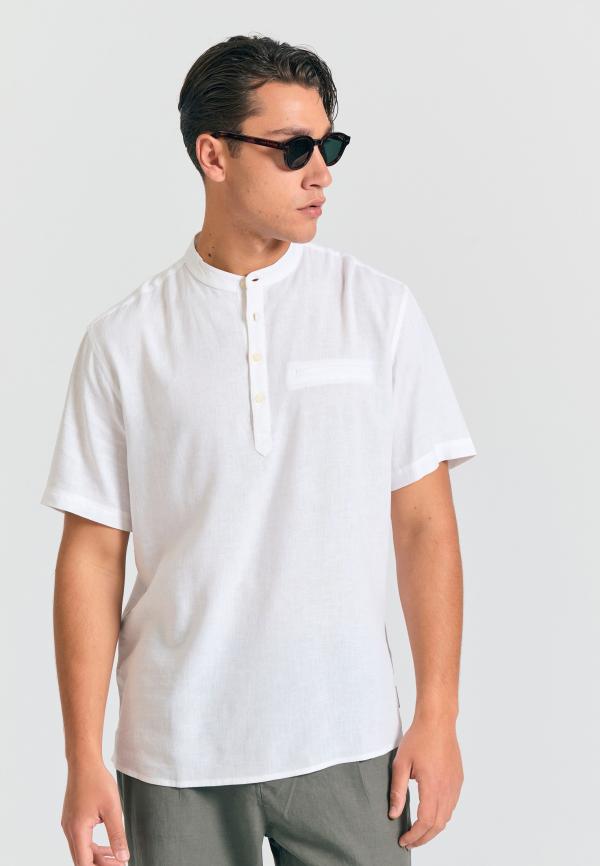 Relaxed fit linen blend πουκαμίσα