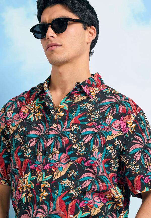 Relaxed fit resort πουκάμισο με φλοράλ τύπωμα