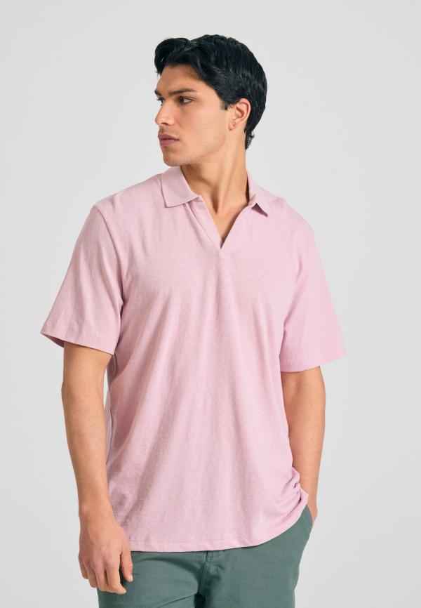 Relaxed fit linen blend μπλούζα πόλο