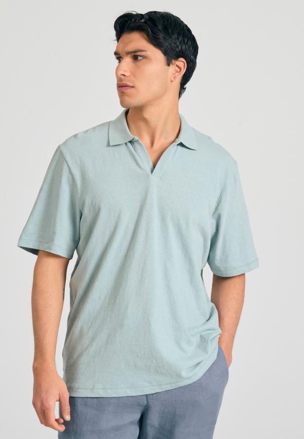 Relaxed fit linen blend μπλούζα πόλο
