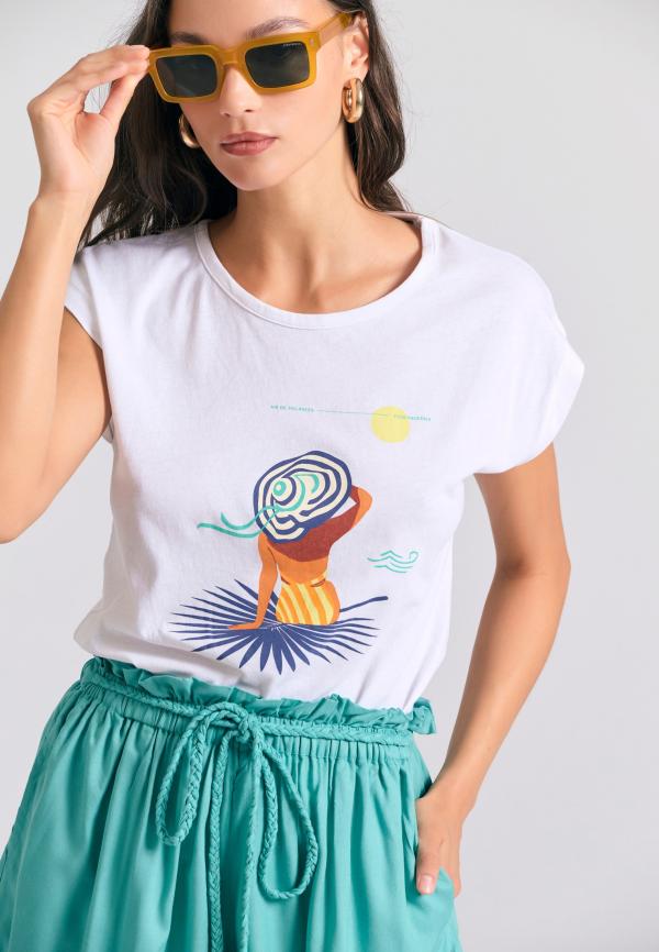 Γυναικείο t-shirt με τύπωμα και ανοιχτή πλάτη