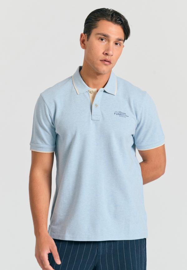 Μπλούζα polo σε μελανζέ ύφασμα