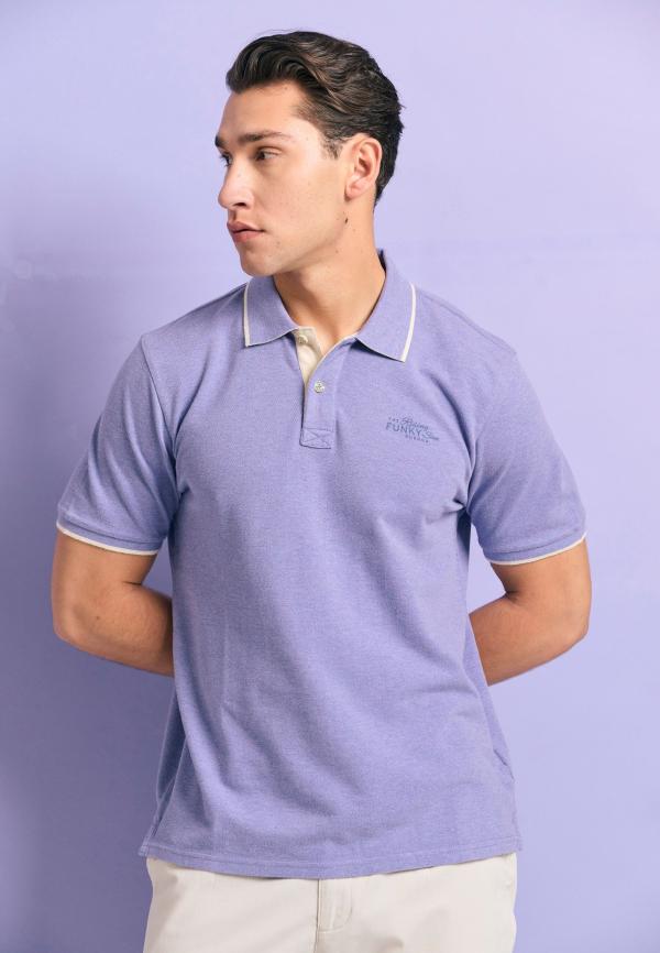 Μπλούζα polo σε μελανζέ ύφασμα