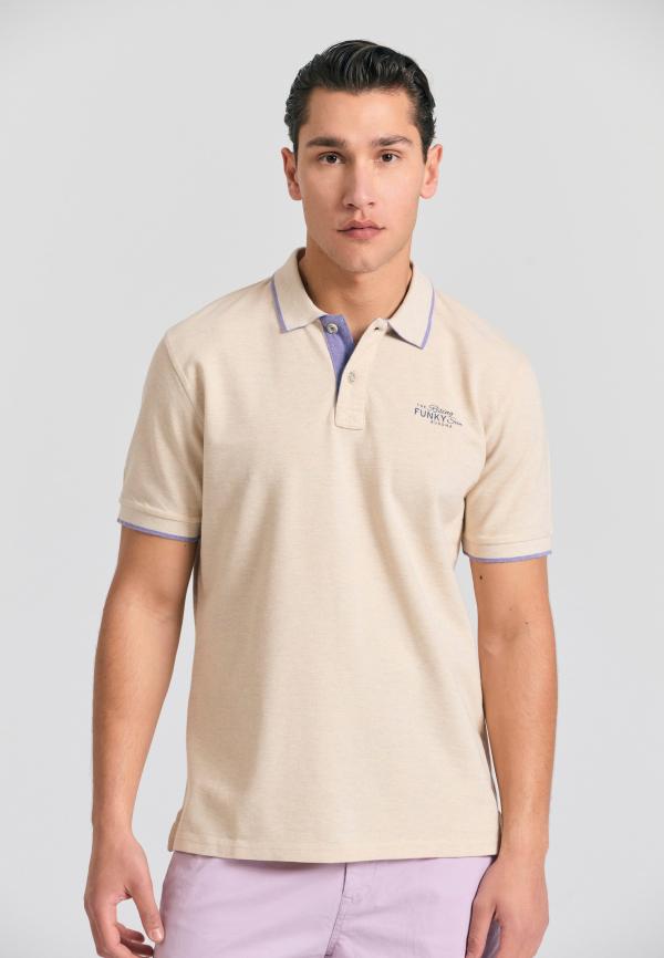 Μπλούζα polo σε μελανζέ ύφασμα