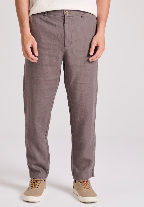 Linen blend casual chino παντελόνι