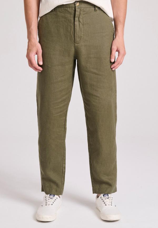 Linen blend casual chino παντελόνι