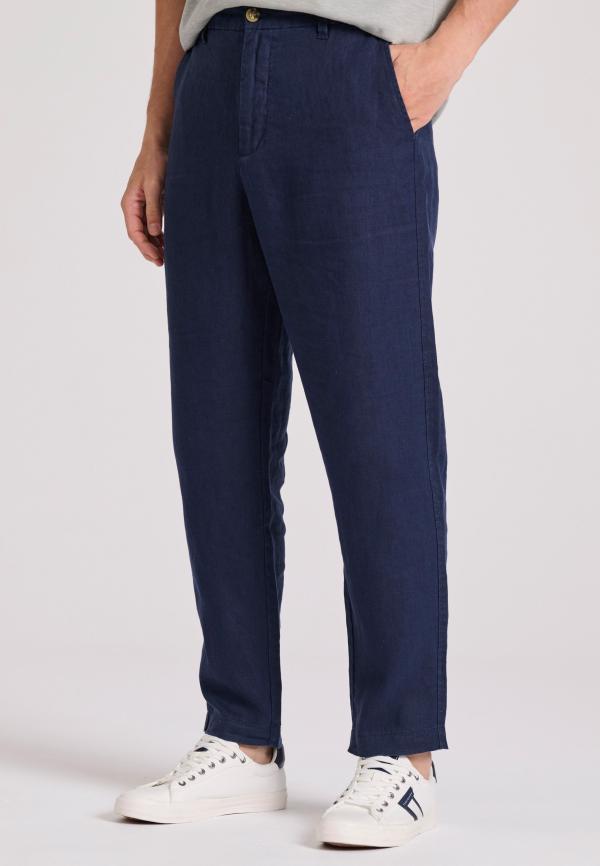 Linen blend casual chino παντελόνι