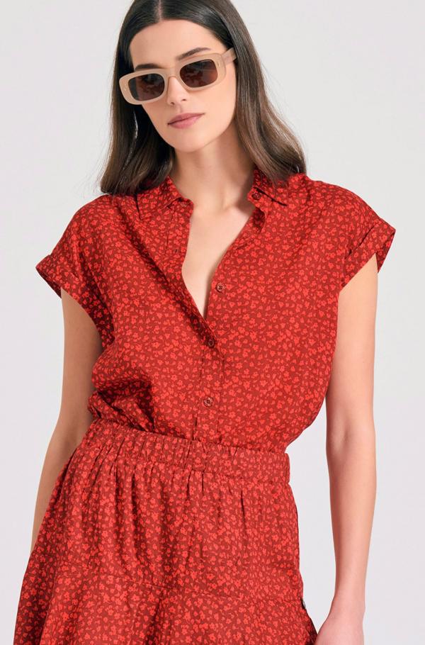 Γυναικείο loose fit φλοράλ πουκάμισο από βισκόζη