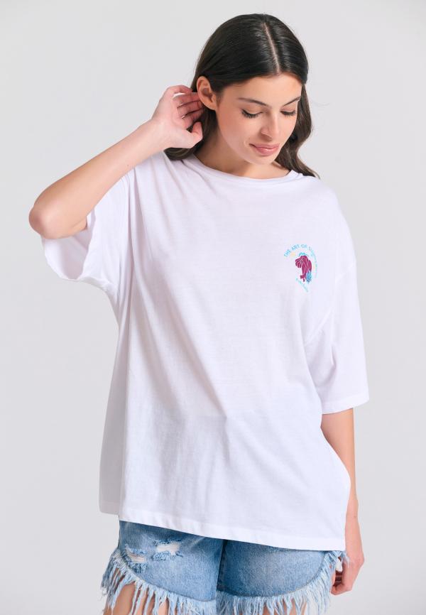 Loose fit t-shirt με photographic τύπωμα στην πλάτη