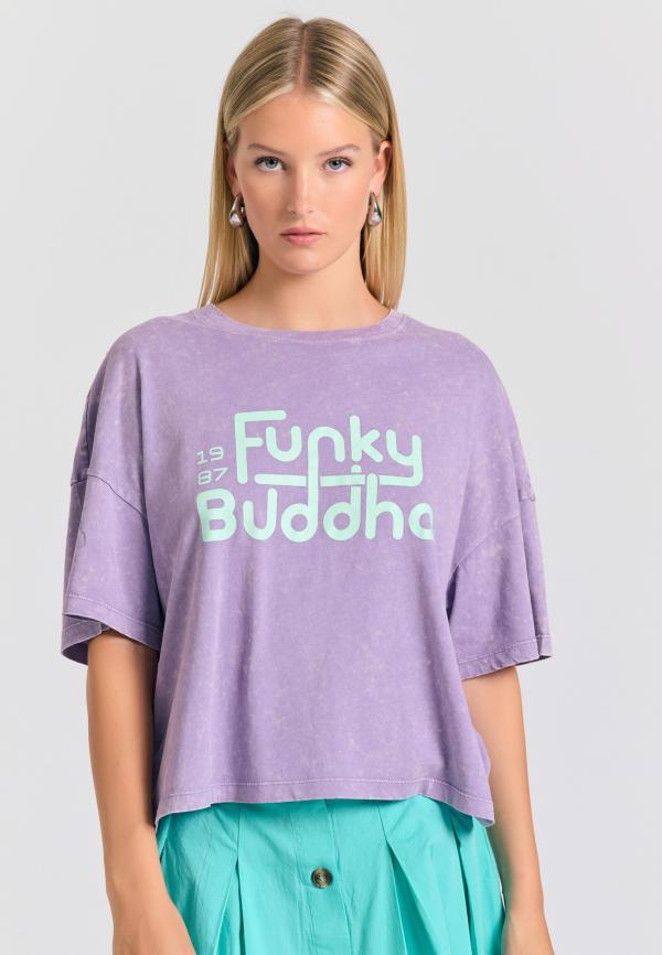 Oversized garment dyed t-shirt με branded τύπωμα