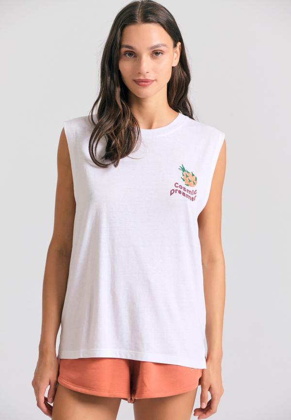 Γυναικείο t-shirt με graphic frame τύπωμα στην πλάτη