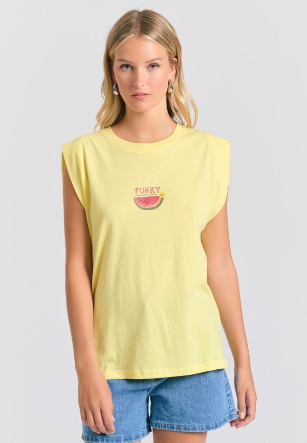 Γυναικείο t-shirt με vintage τύπωμα στην πλάτη