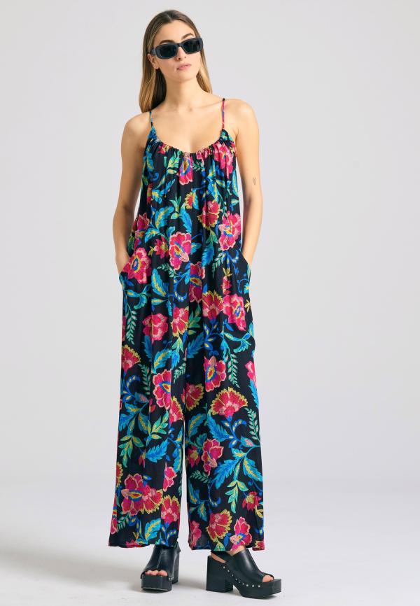 Loose fit ολόσωμη φόρμα με σχέδιο με κέντημα