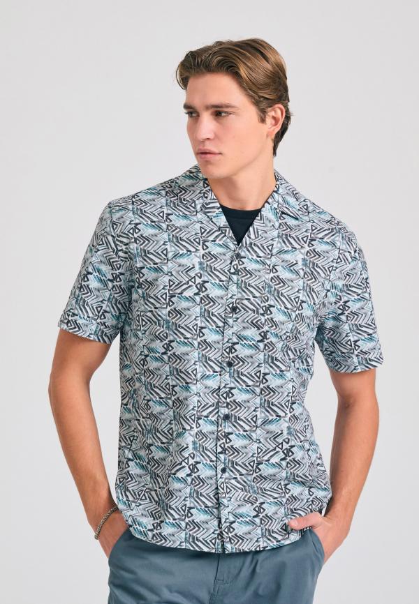 Relaxed fit πουκάμισο με abstact illusion τύπωμα