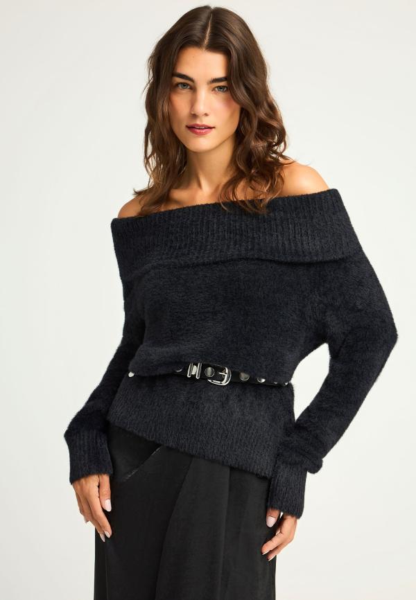 Πλεκτό teddy off shoulder