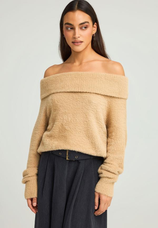 Πλεκτό teddy off shoulder