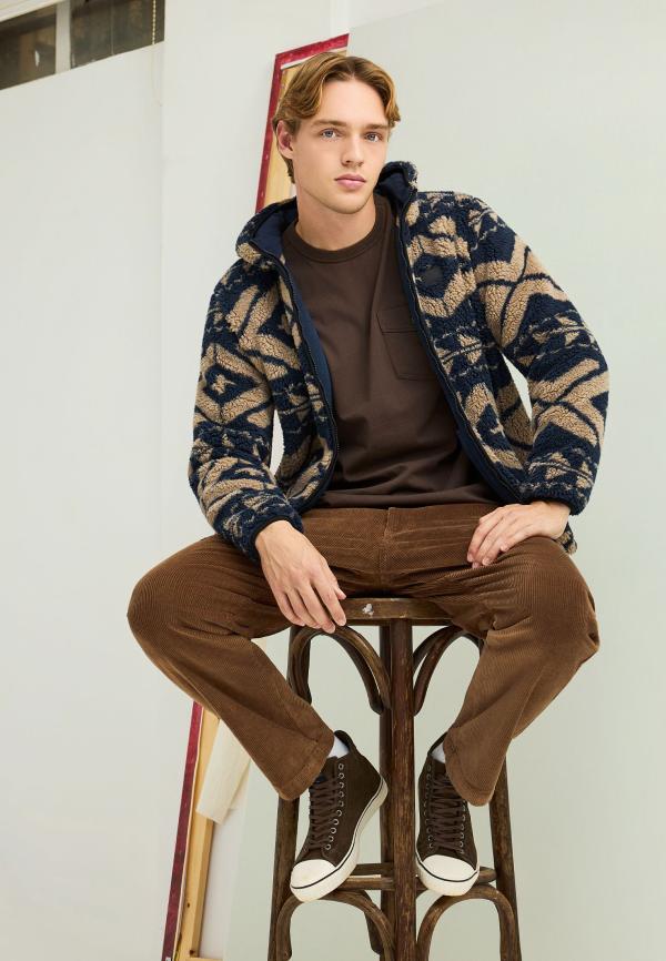Relaxed fleece ζακέτα φούτερ και τσέπες με φερμουάρ