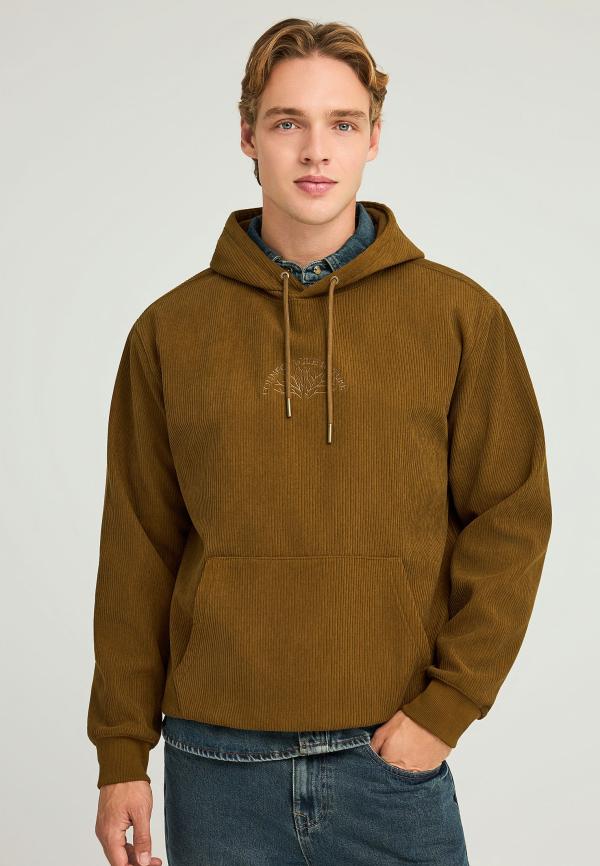 Oversized ανδρικό φούτερ με κουκούλα και τύπωμα στο στήθος