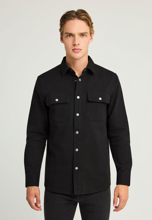 Overshirt τζιν ανδρικό πουκάμισο με τσέπες στο στήθος