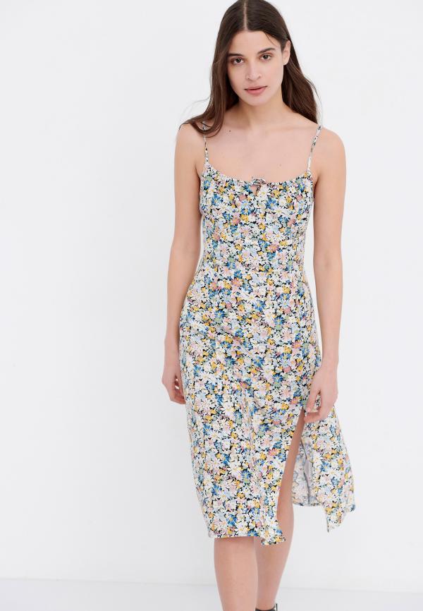 Midi φλοράλ φόρεμα με τιράντες