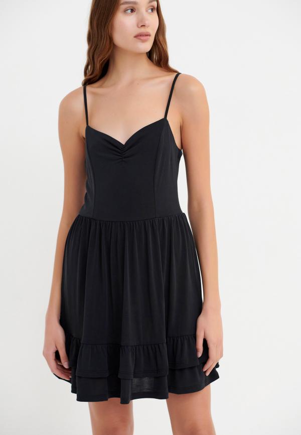 Μίνι φόρεμα με τιράντες και βολάν