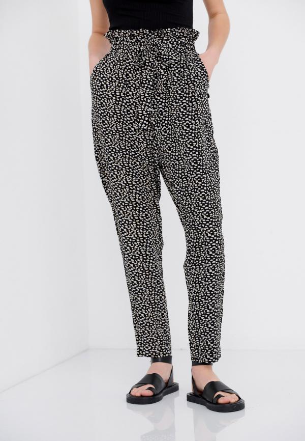 Εμπριμέ παντελόνι με μπροστινό δέσιμο